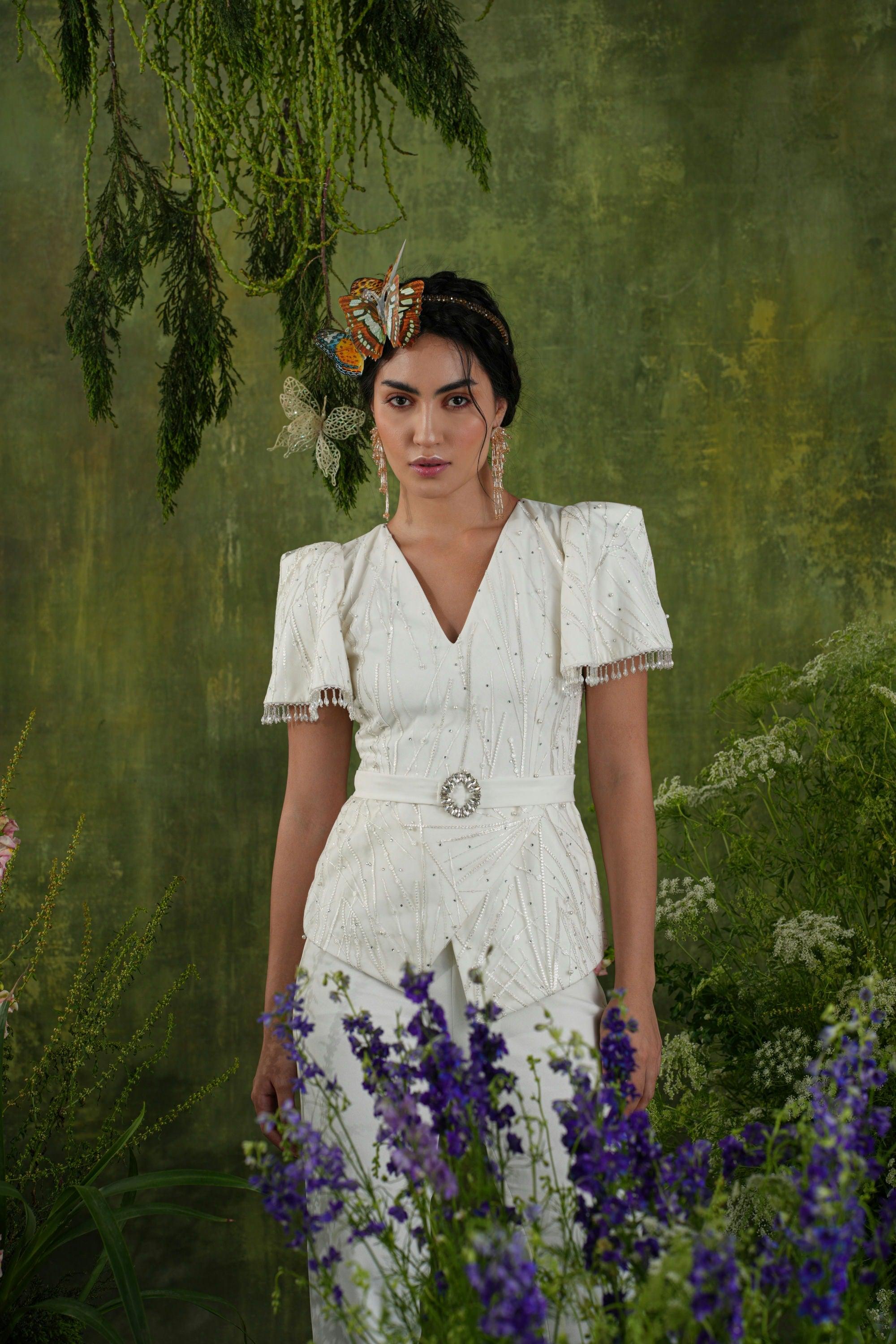 IVORY EMBROIDERED  BEADED CO-ORD SET - SALE