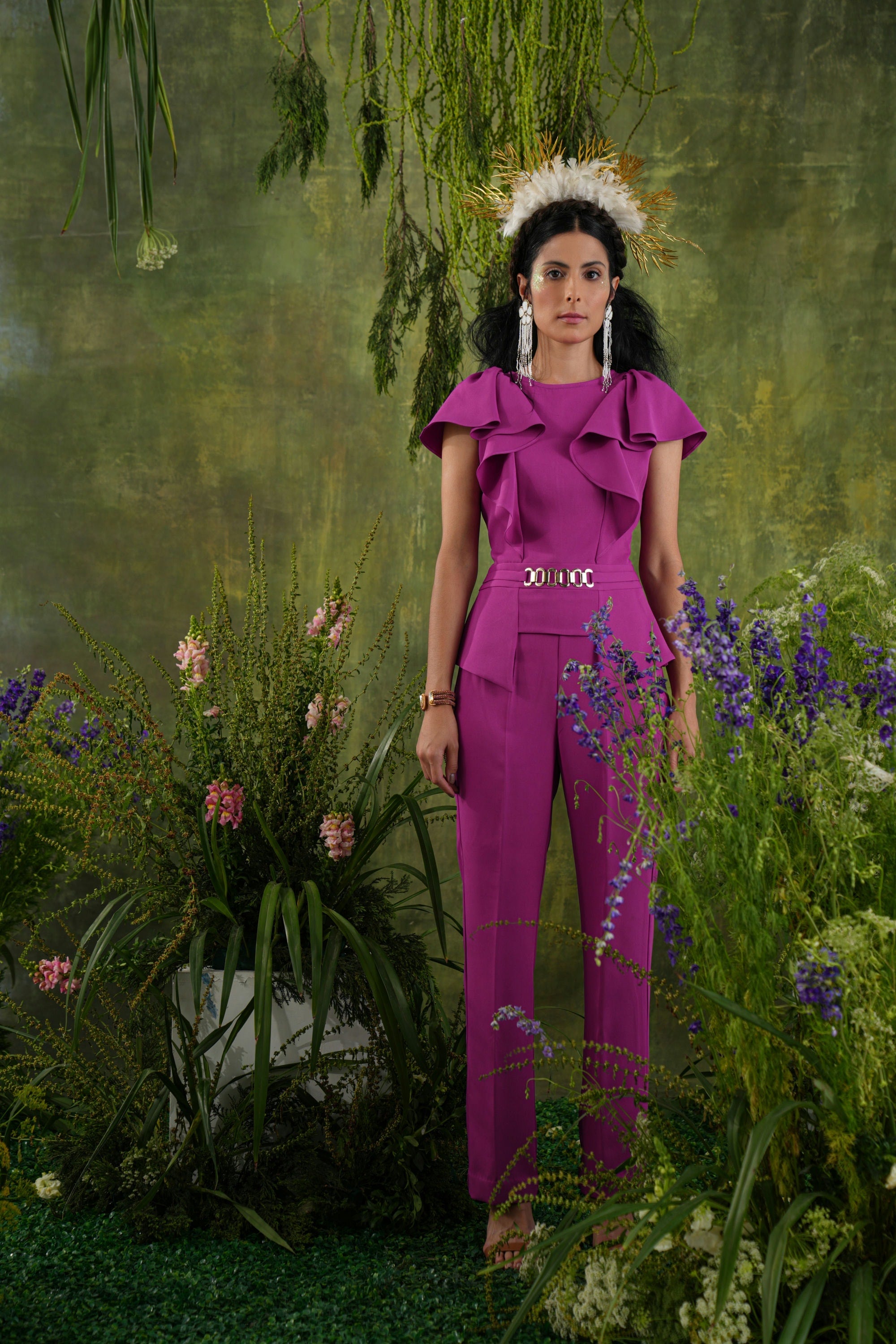 MAGENTA RUFFLE  CO-ORD SET - SALE