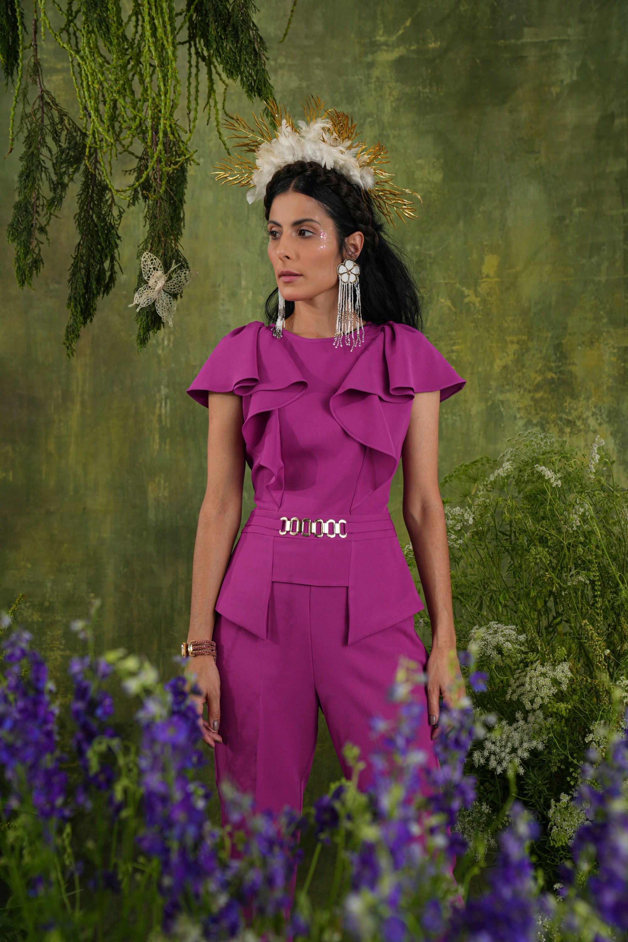 MAGENTA RUFFLE  CO-ORD SET - SALE