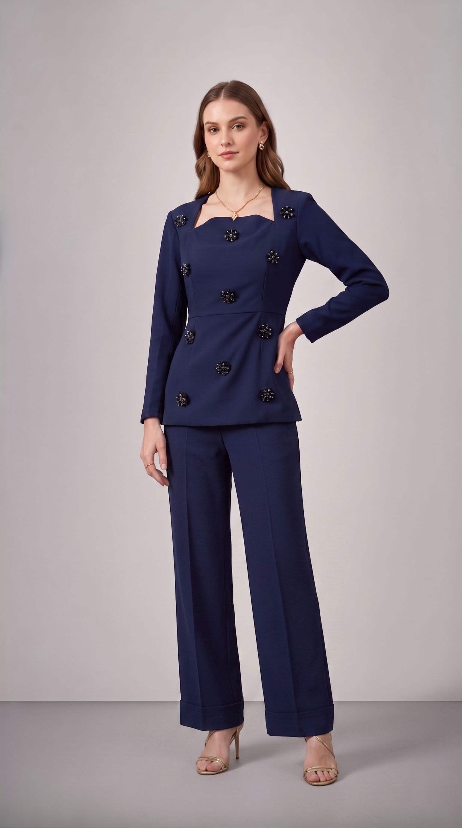 NAVY EMBELLISHED CO-ORD SET