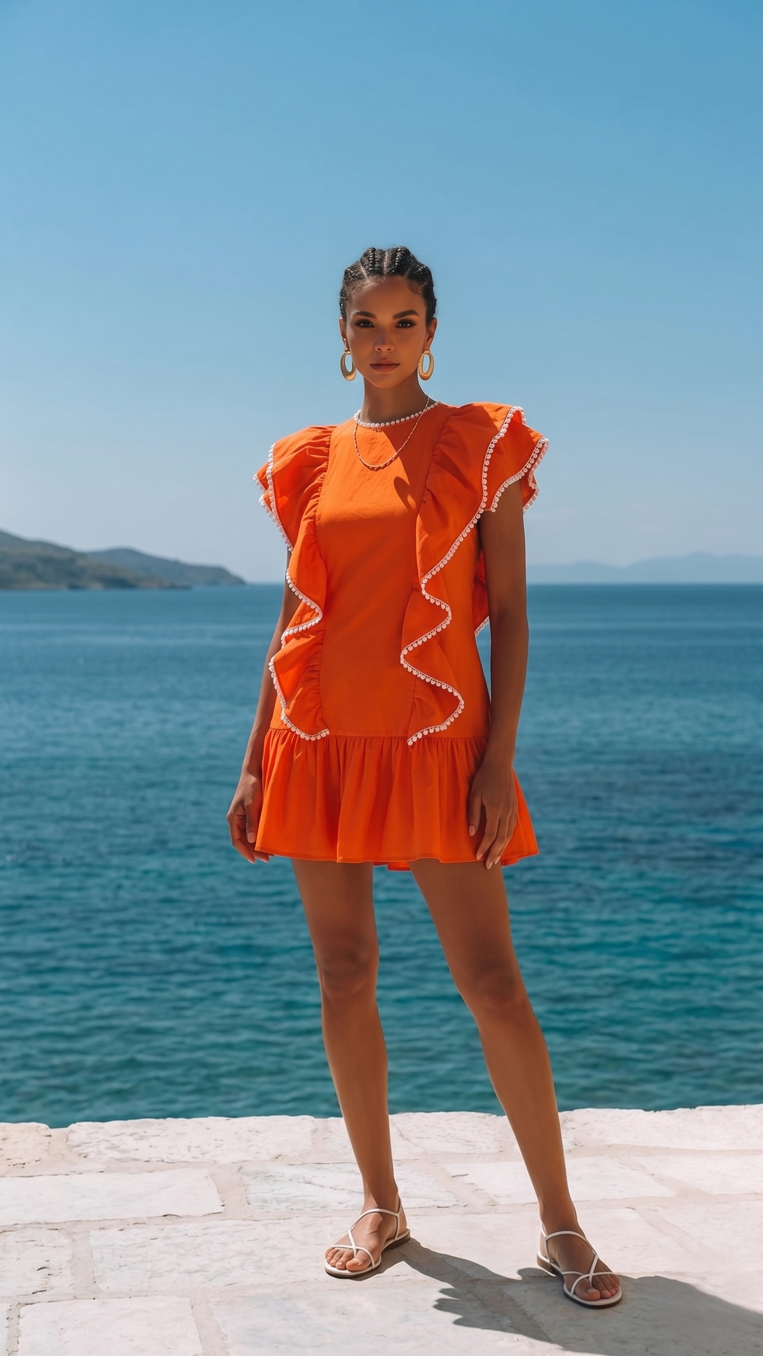 ORANGE RUFFLE DRESS