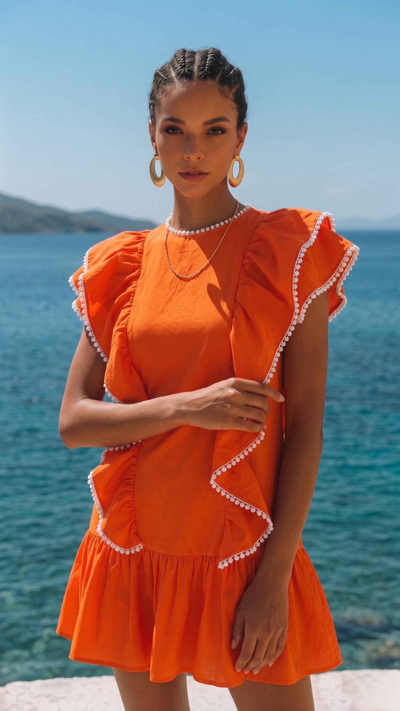 ORANGE RUFFLE DRESS