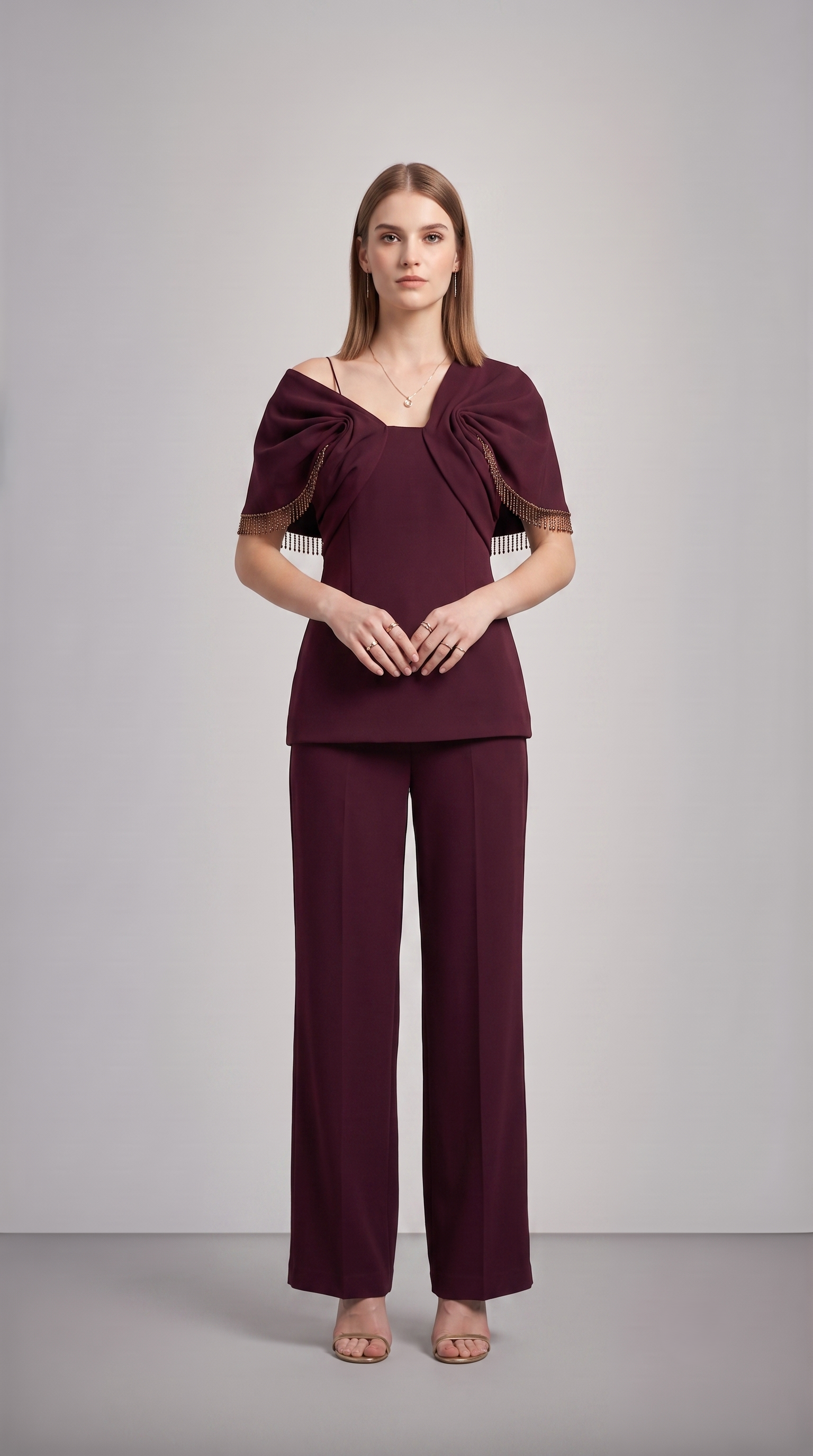 WINE CRYSTAL EMBELLISHED CO-ORD SET