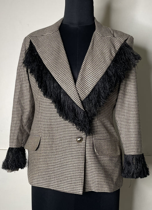 HOUNDSTOOTH FEATHER JACKET