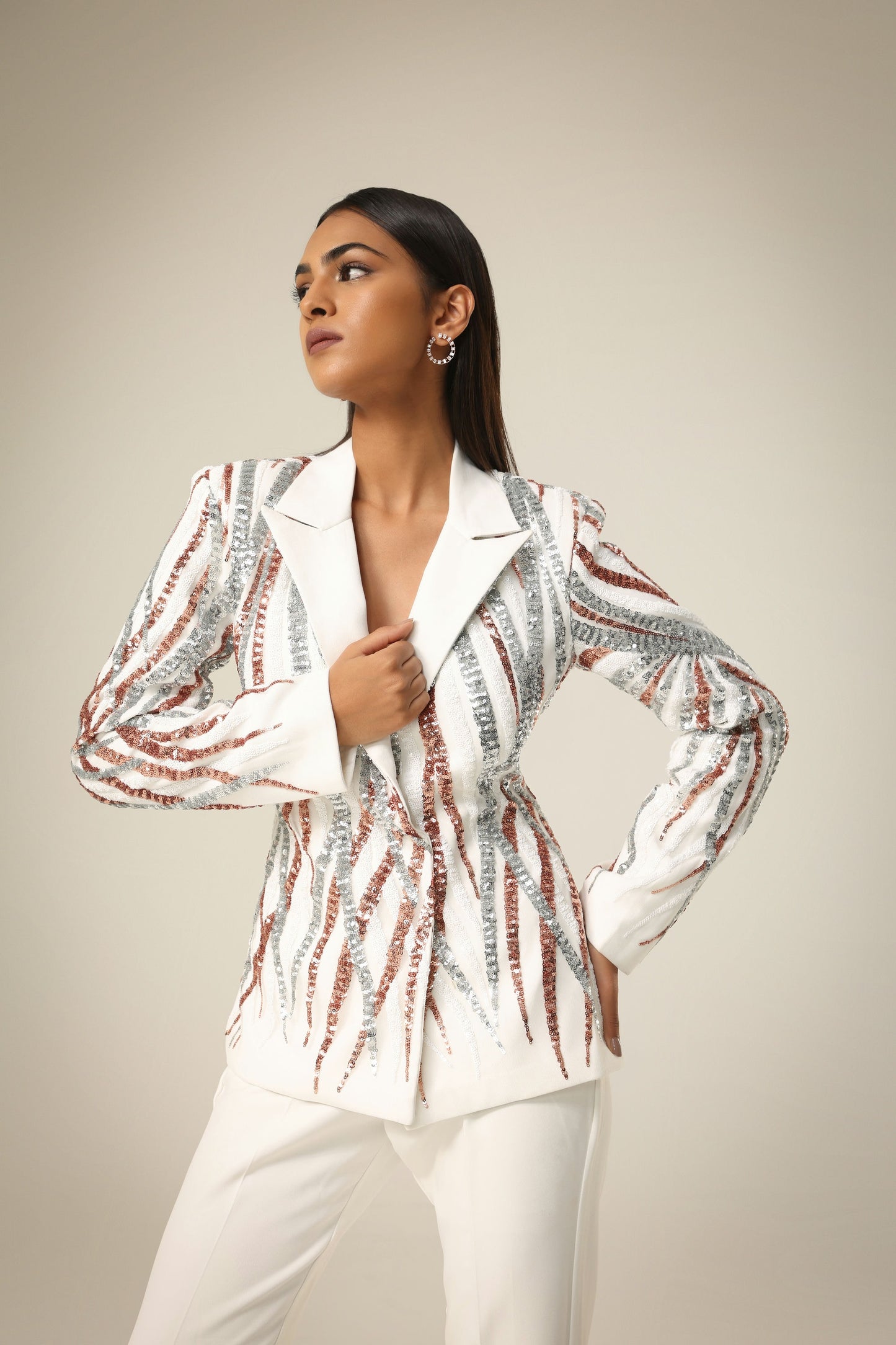 IVORY SEQUIN BLAZER SET