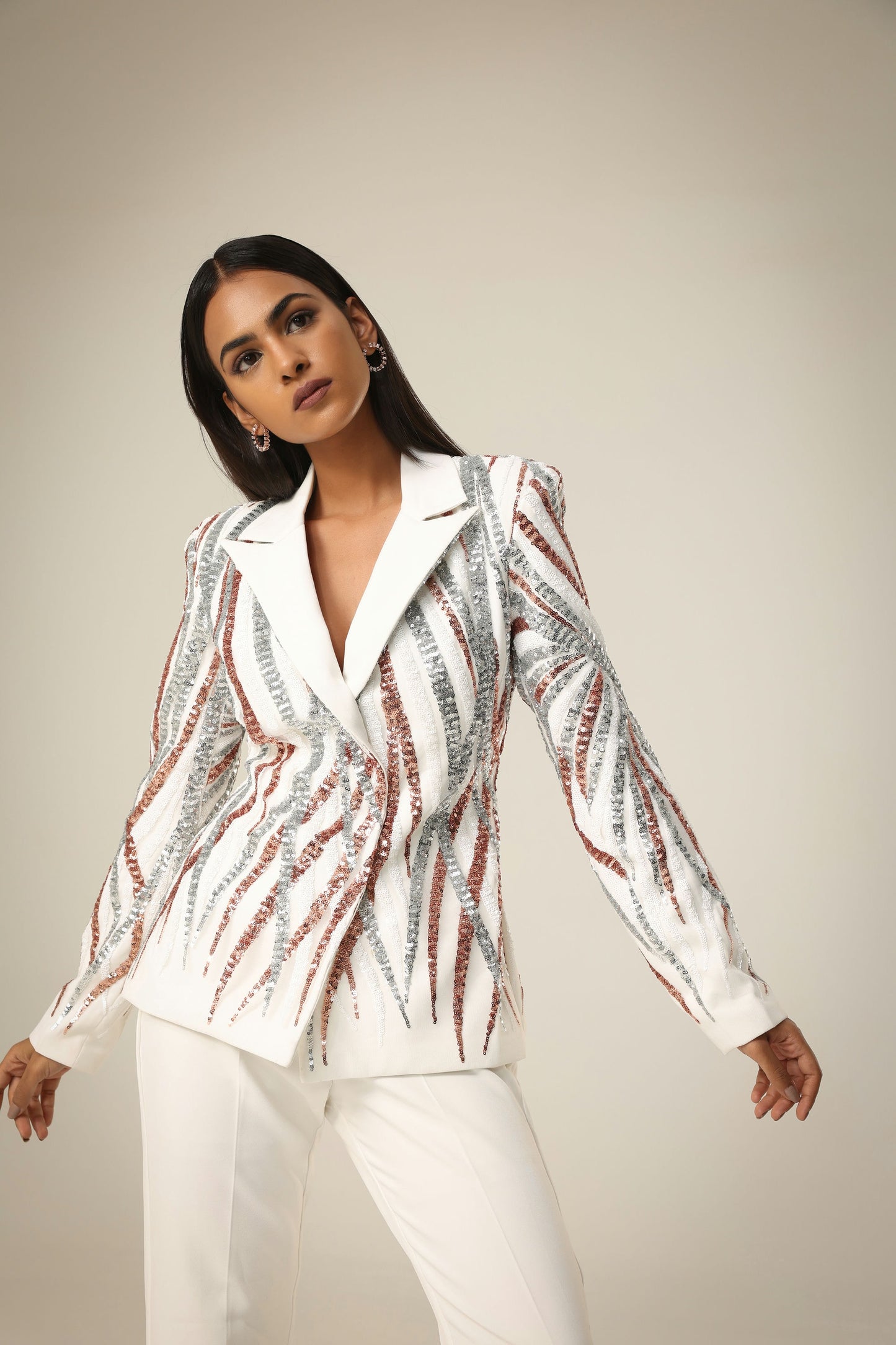 IVORY SEQUIN BLAZER SET