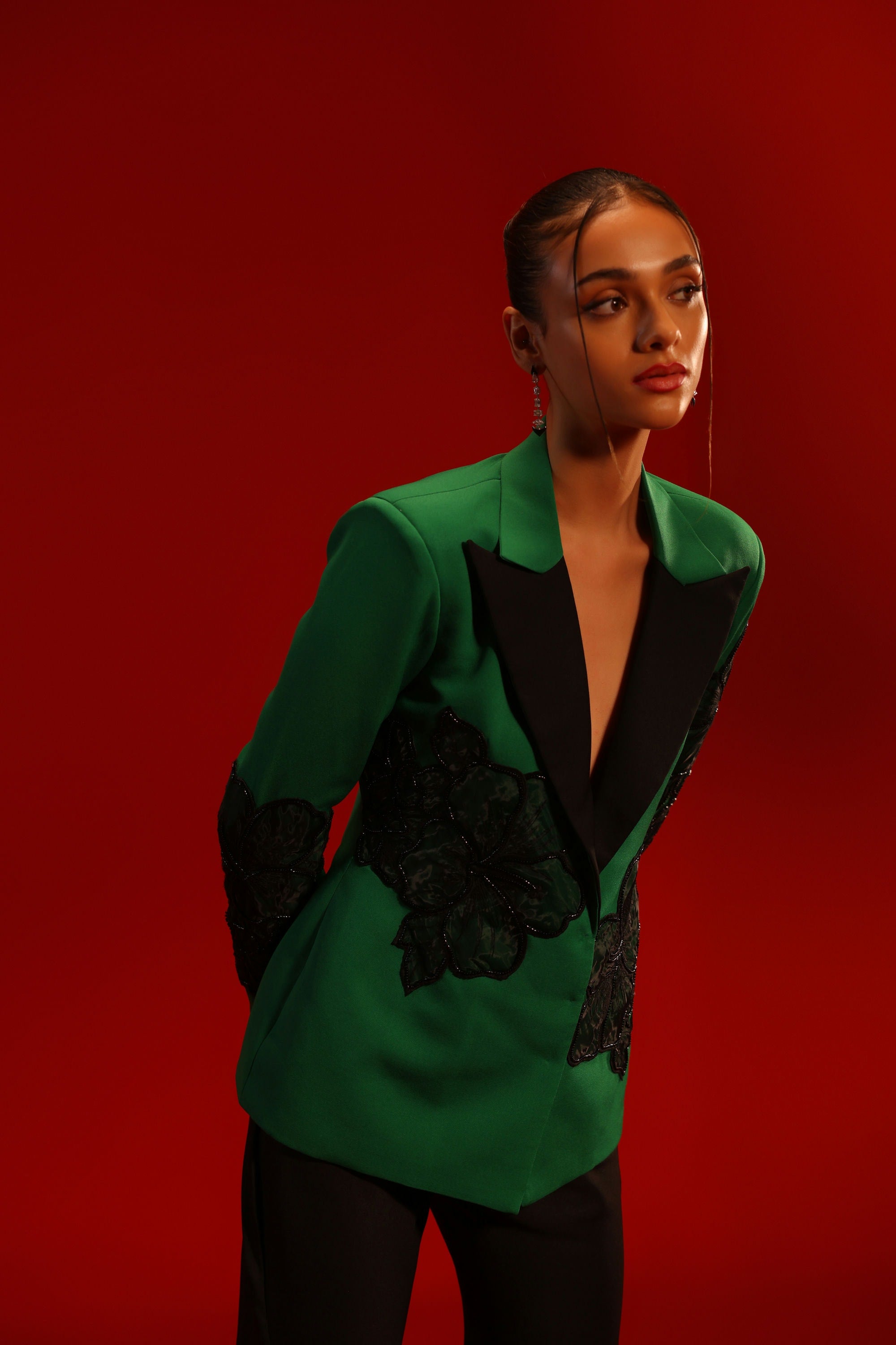 GREEN FLOWER BLAZER SET