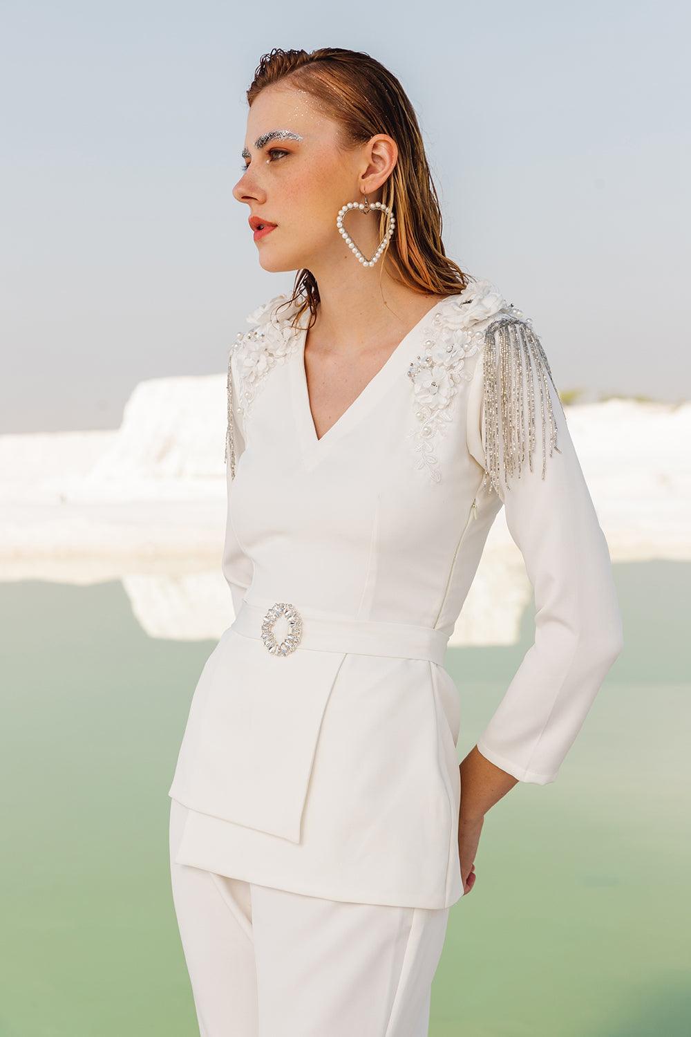 IVORY EMBELLISHES CO-ORD SET - LabelIris