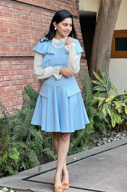 PRAKASHI IN ICE BLUE RUFFLE SET - LabelIris