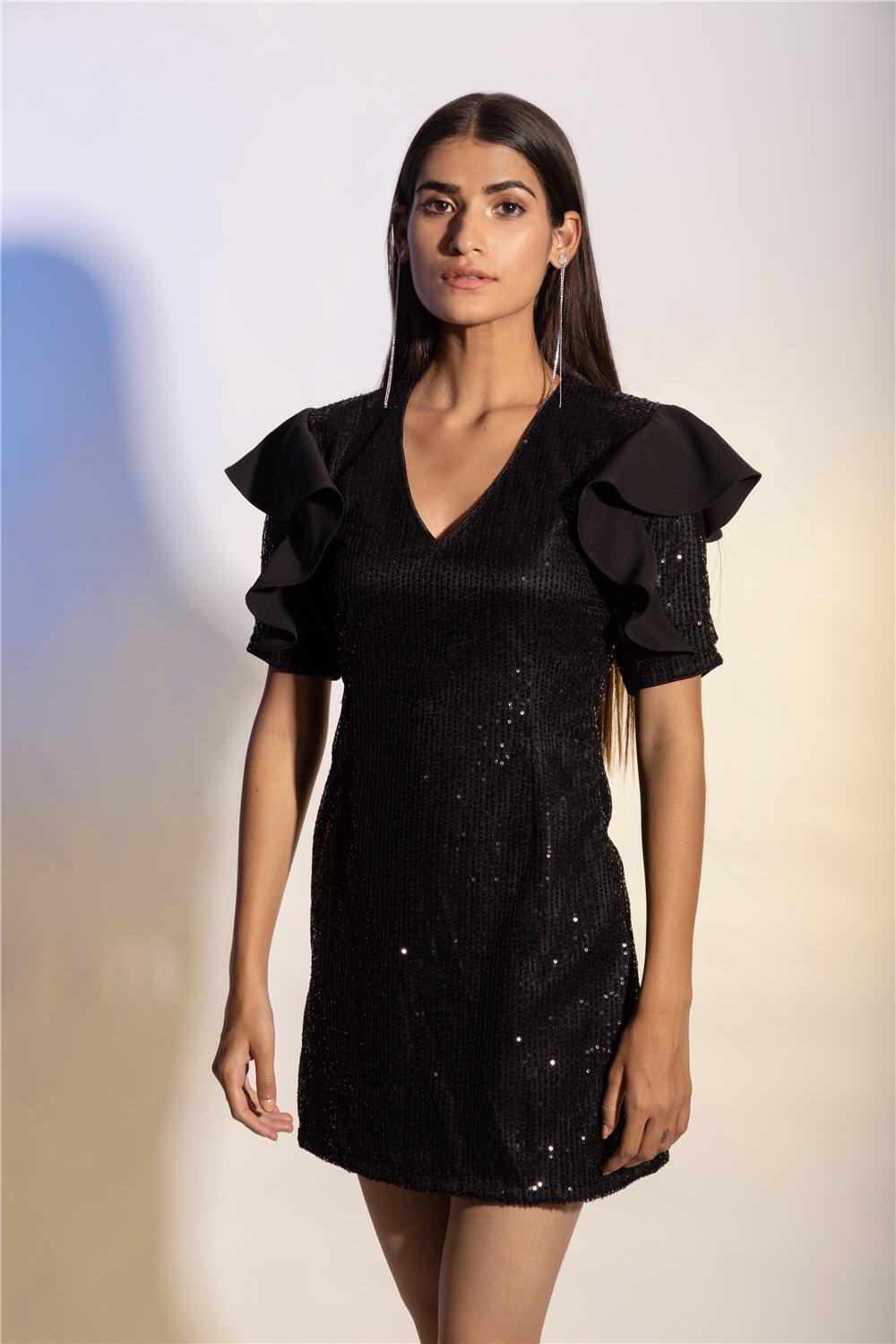 BLACK SEQUIN DRESS - LabelIris