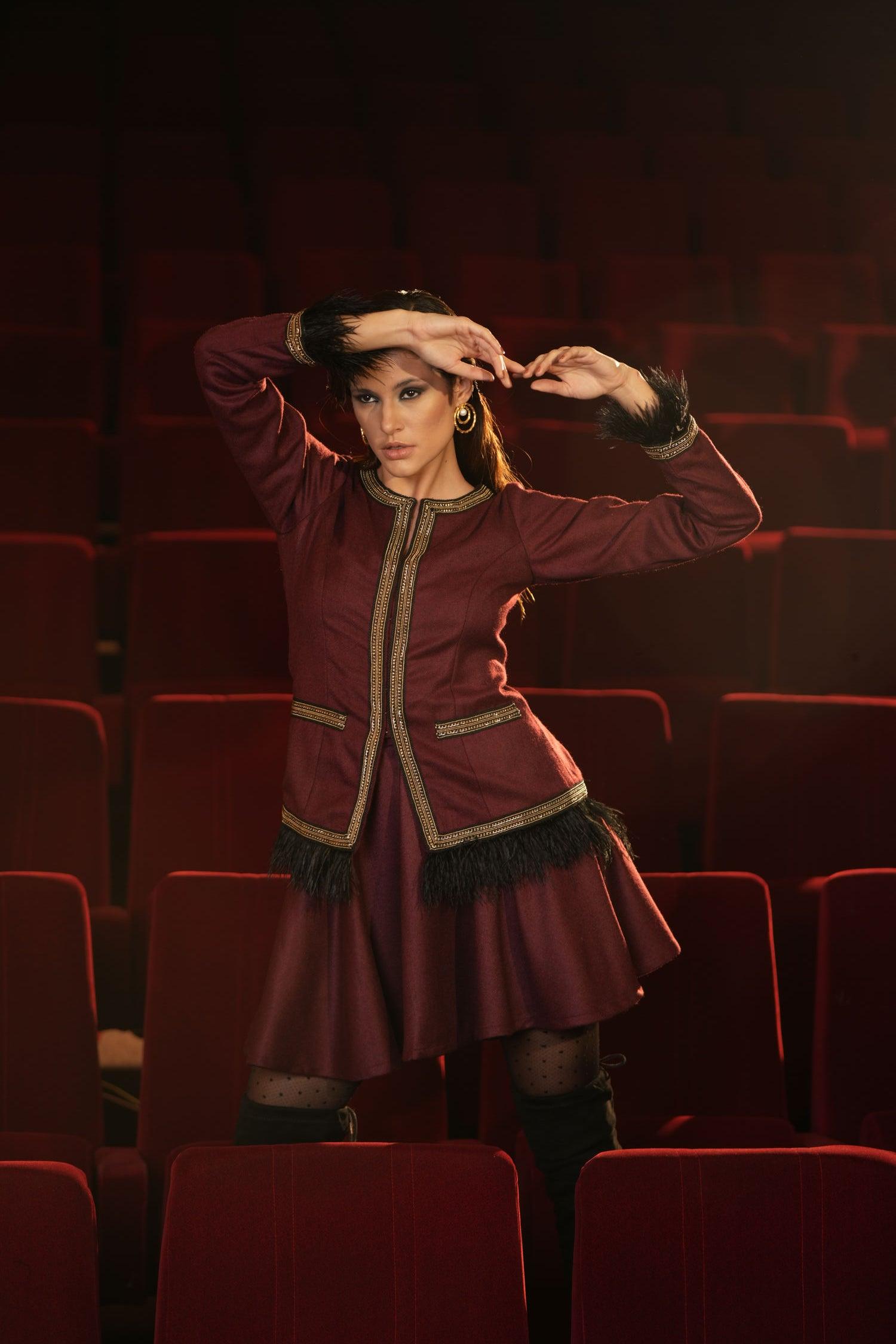MAROON TWEED FEATHER SET - LabelIris