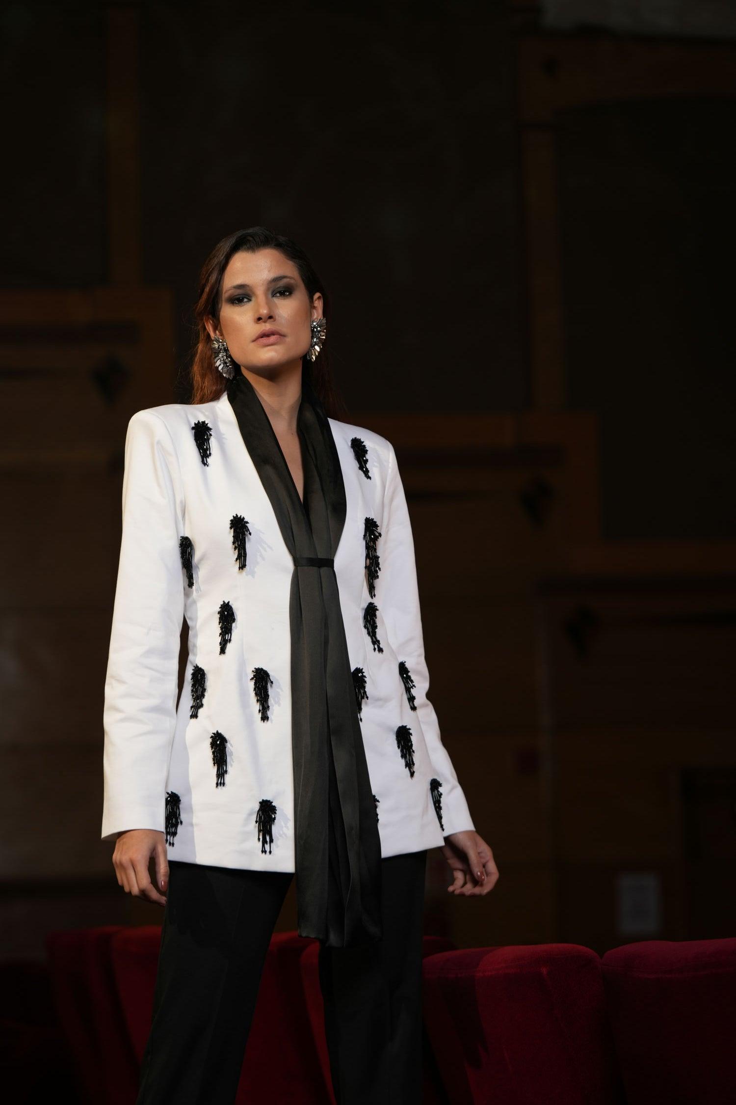 IVORY EMBELLISHED JACKET - LabelIris