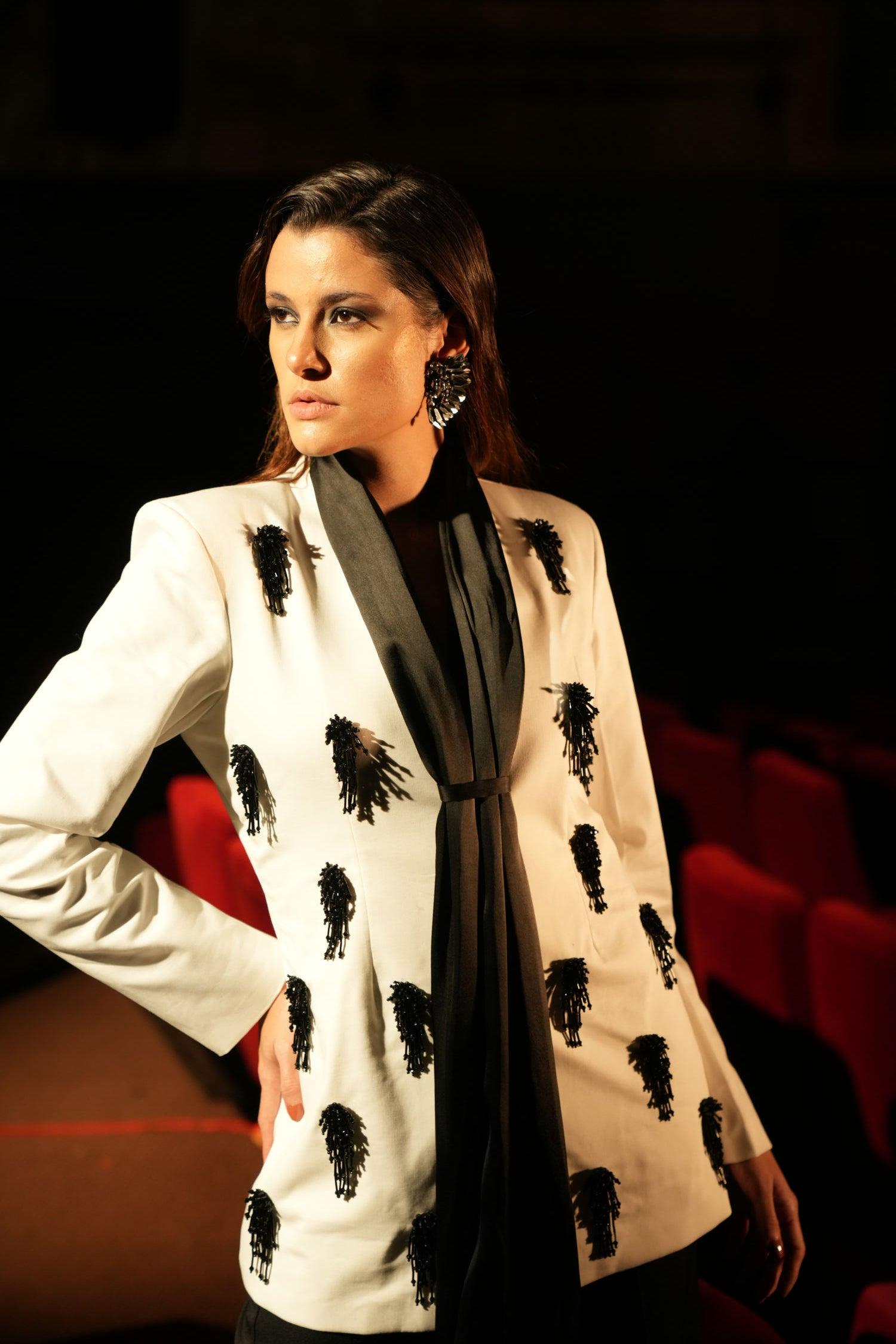 IVORY EMBELLISHED JACKET - LabelIris