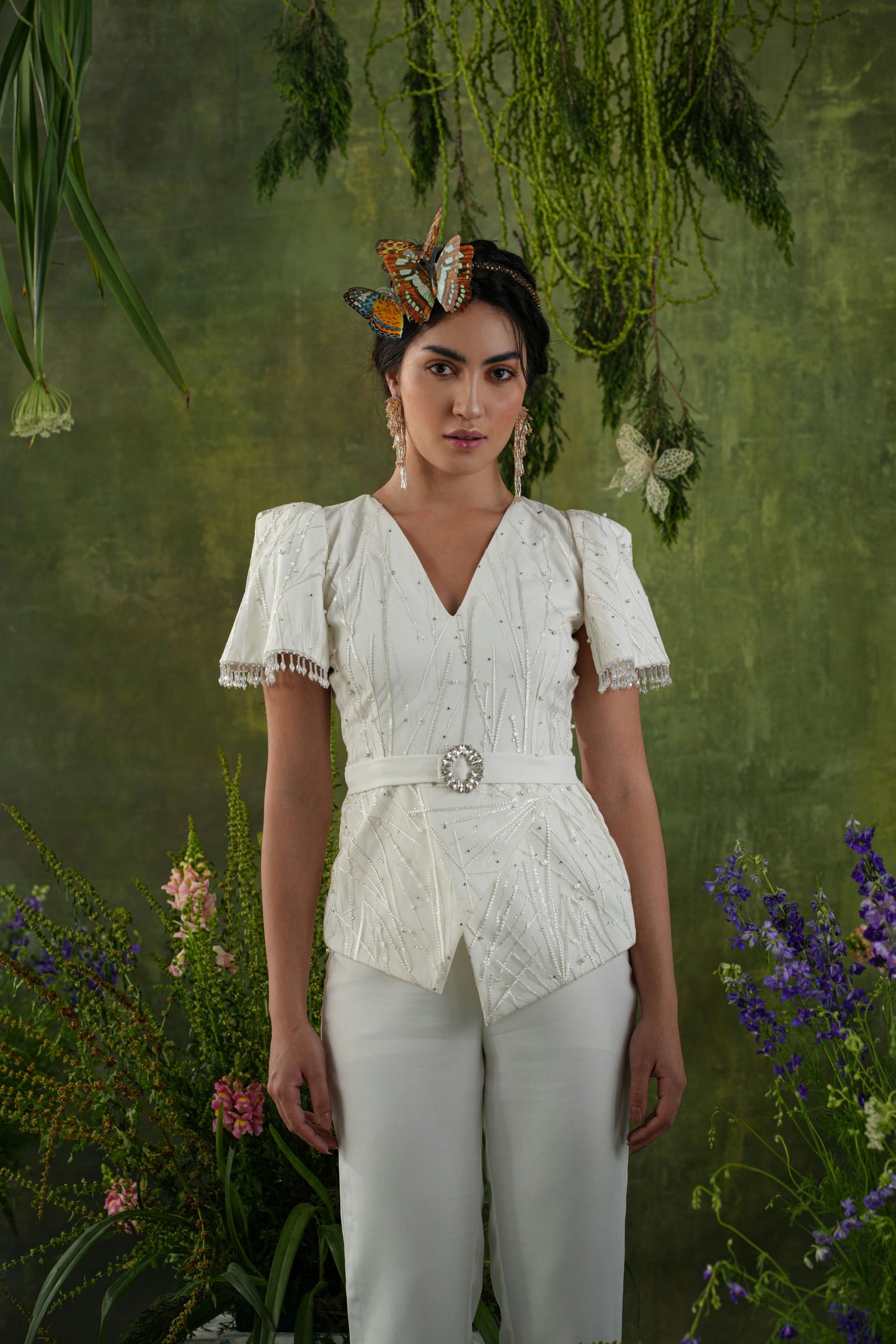 IVORY EMBROIDERED  BEADED TOP