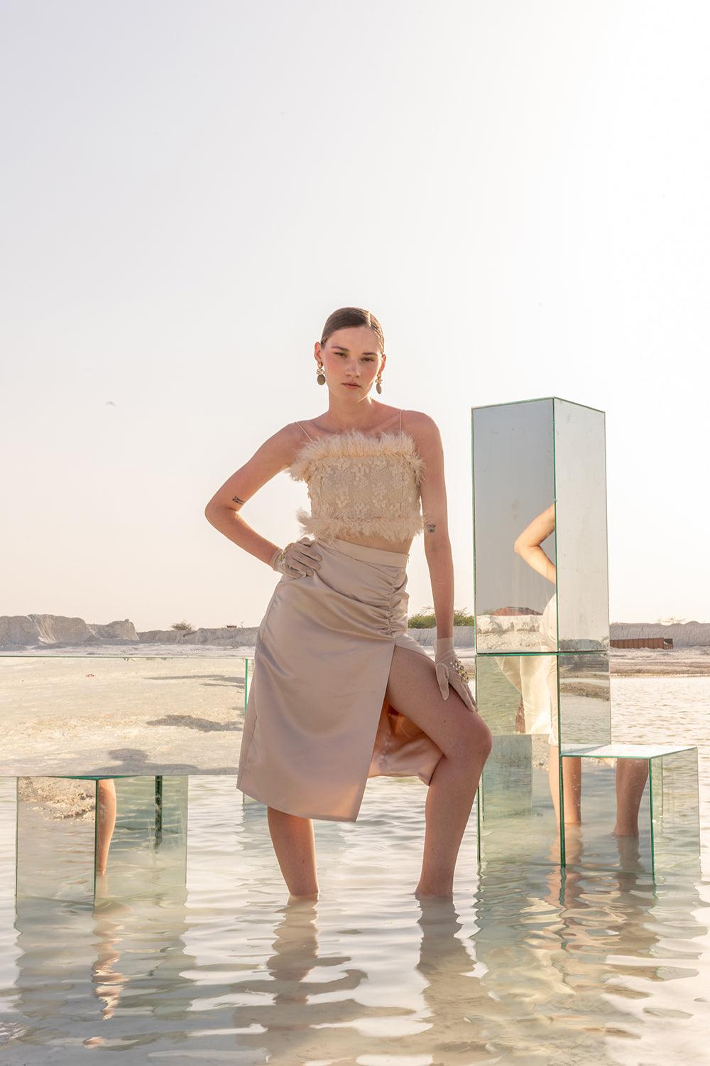 CREAM FEATHER CO-ORD SET – LabelIris